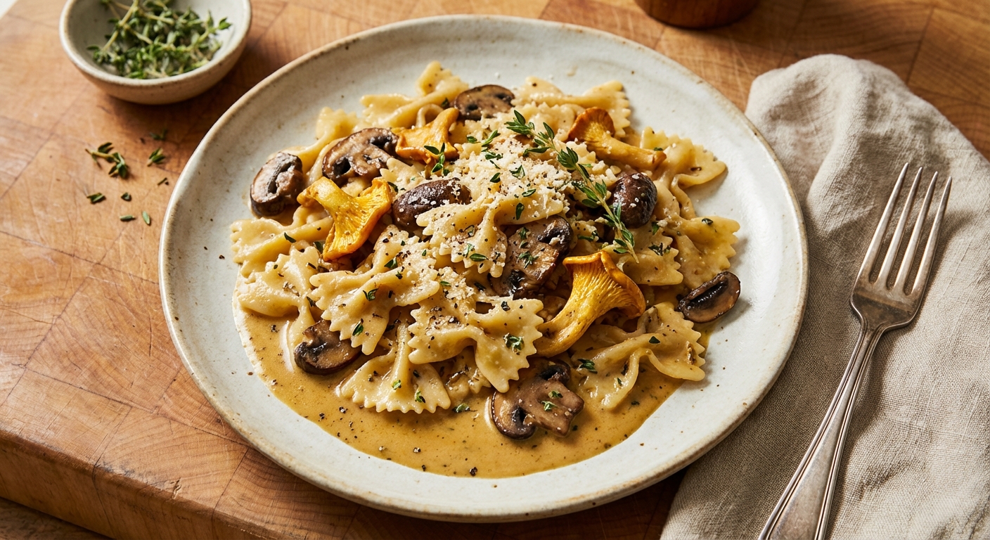 Farfalle with Sautéed Mushrooms and Thyme