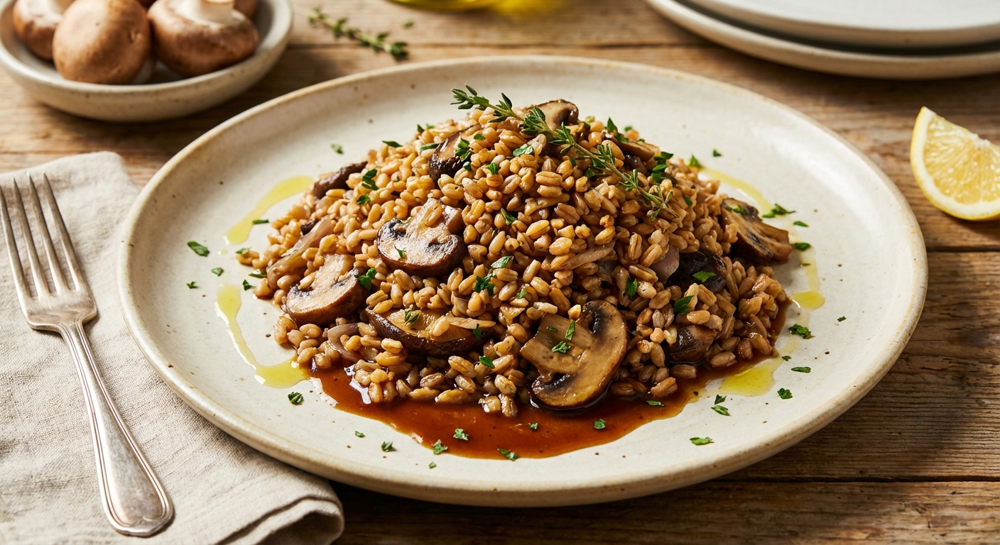 Farro with Mushrooms and Sherry