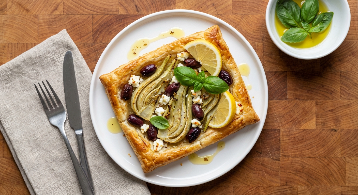 Fennel, Olive, and Goat Cheese Tart