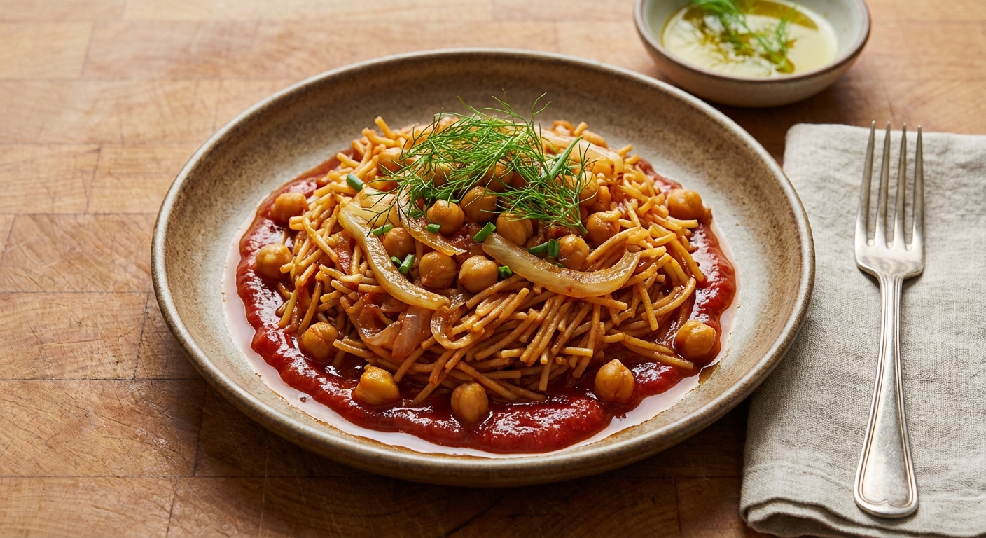 Fideos with Chickpeas and Fennel