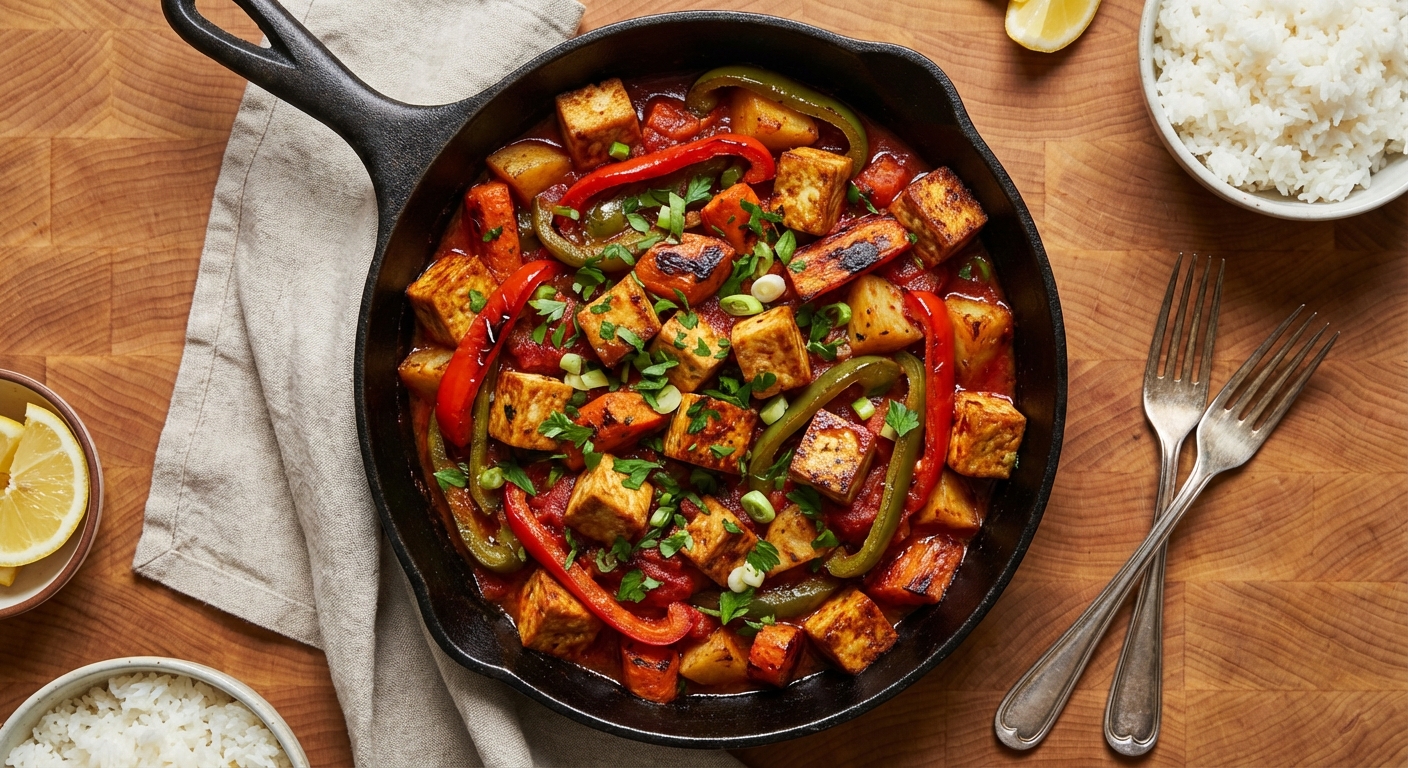 Filipino Tofu Braised in Tomato Sauce (Afritada)