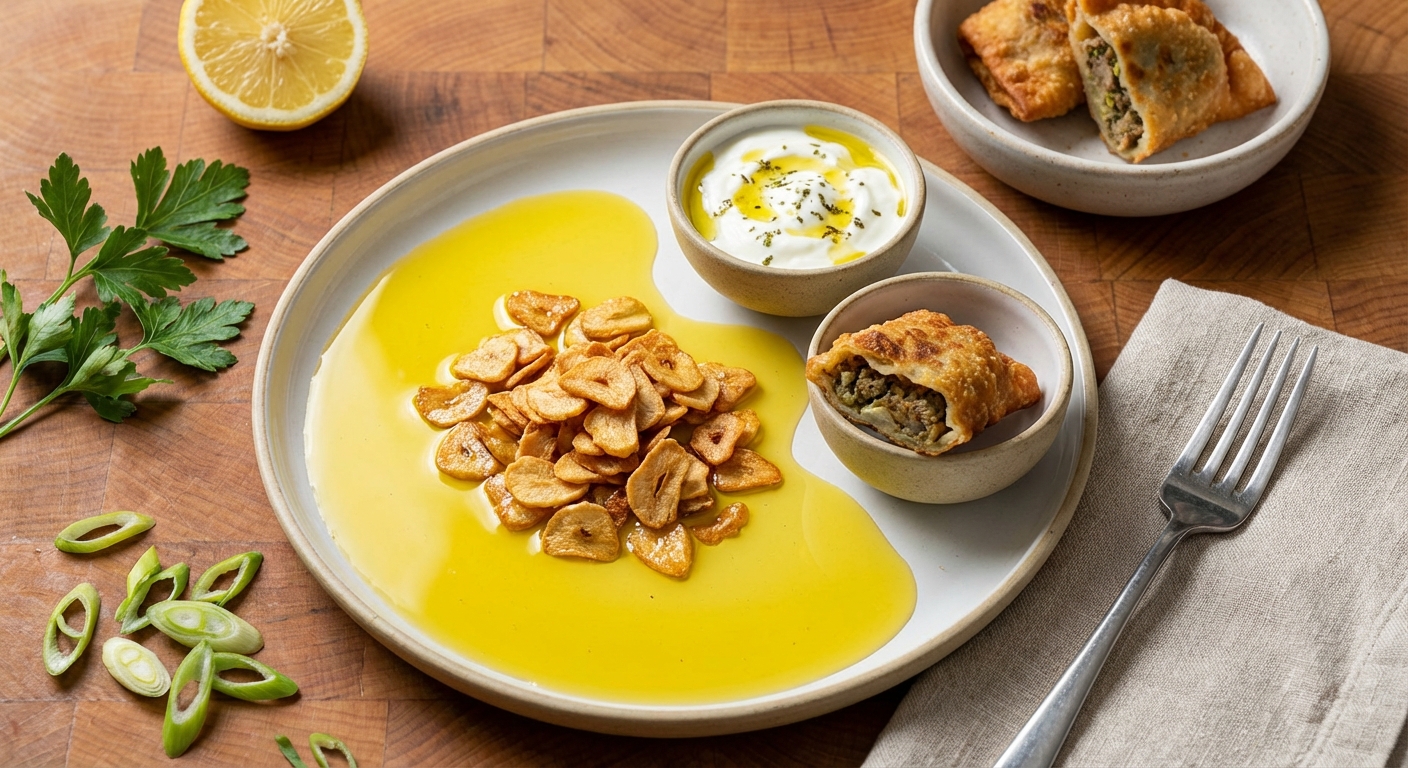 Fried Garlic Chips and Garlic Oil