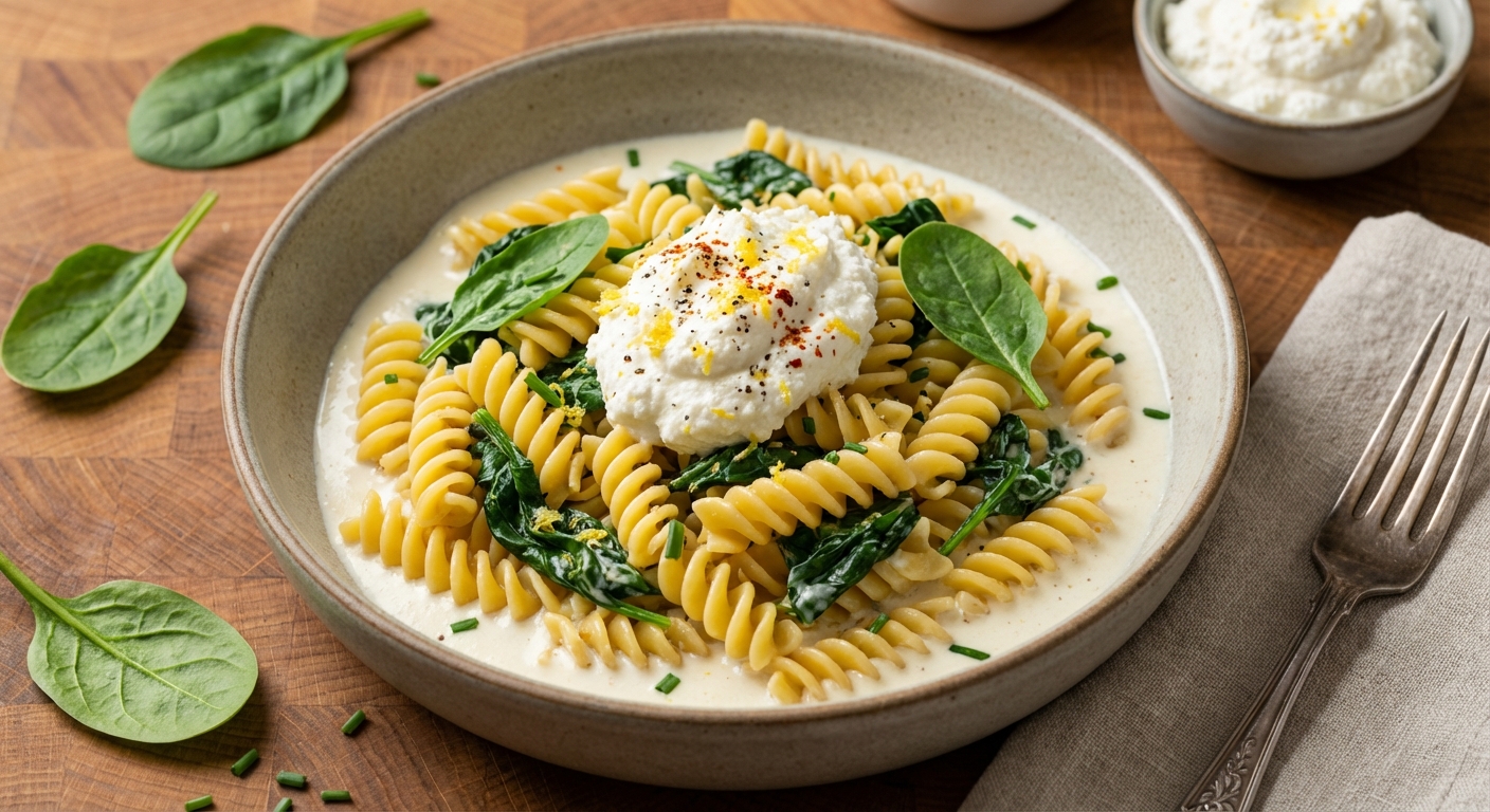 Fusilli with Ricotta and Spinach