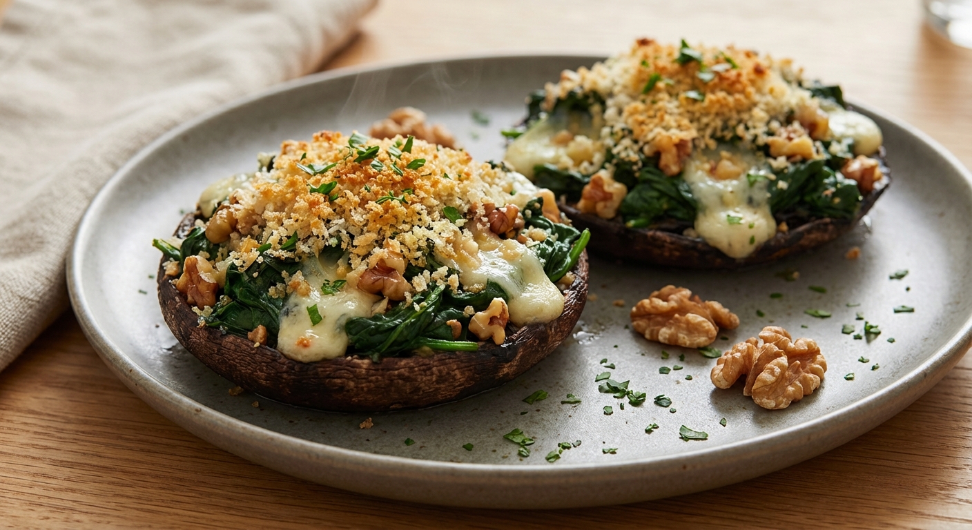 Gorgonzola and Spinach Stuffed Portobello Mushrooms