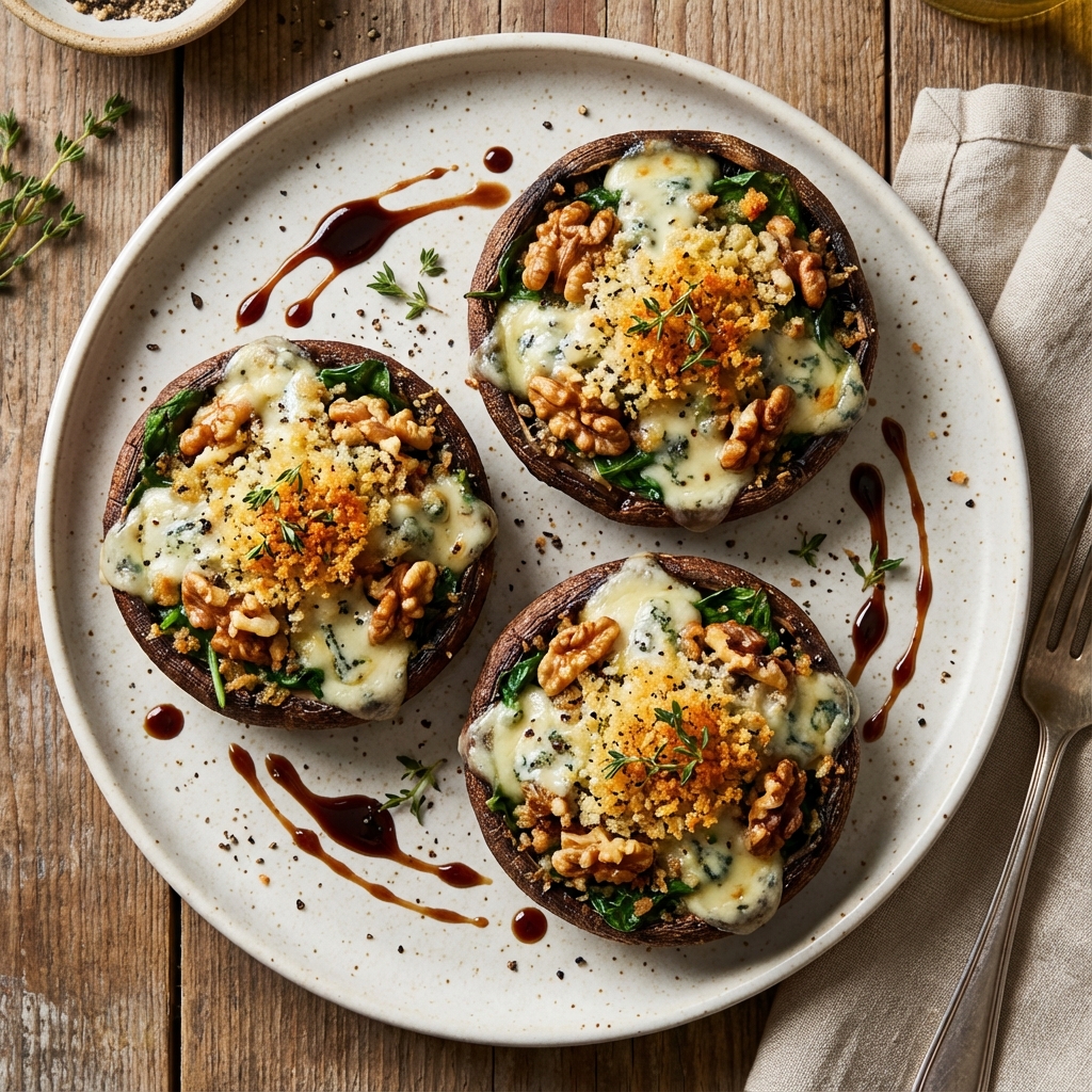 Gorgonzola and Walnut-Stuffed Portobello Mushrooms