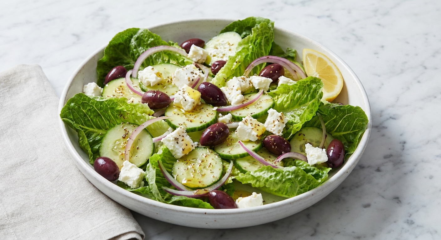 Greek Salad with Marinated Cucumber and Feta