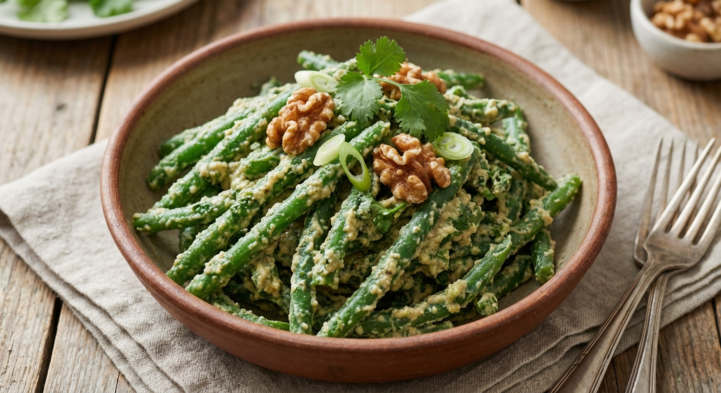 Green Beans with Georgian Cilantro-Walnut Sauce