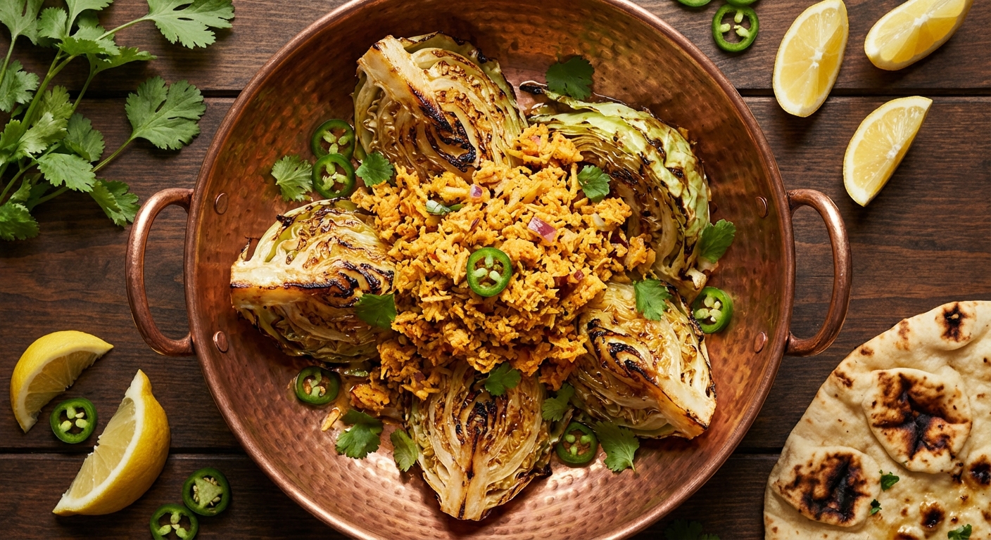 Grilled Sweetheart Cabbage + Coconut Thoran