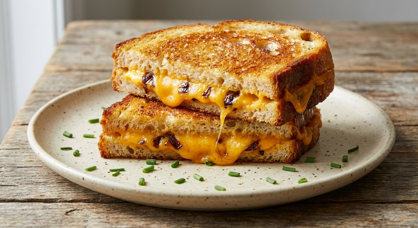 Grilled Cheese Sandwiches with Cheddar and Shallot