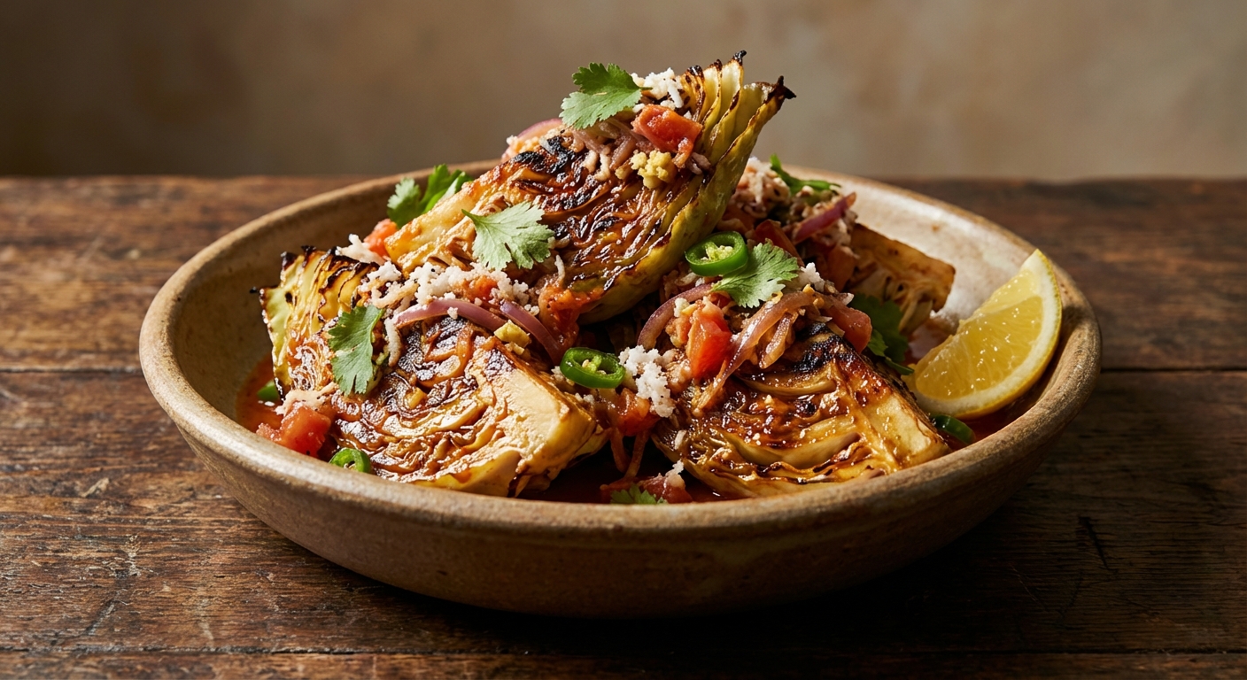 Grilled Sweetheart Cabbage + Coconut Thoran