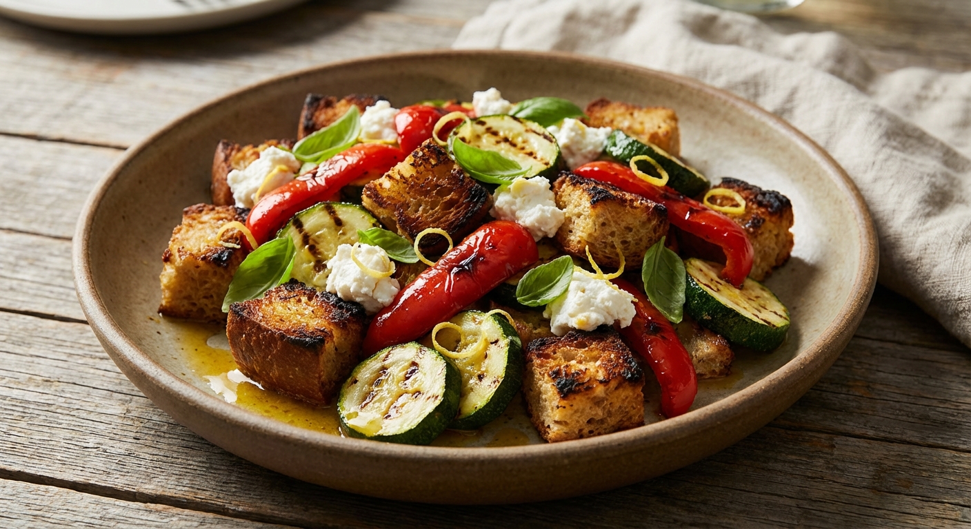 Grilled Vegetable and Bread Salad