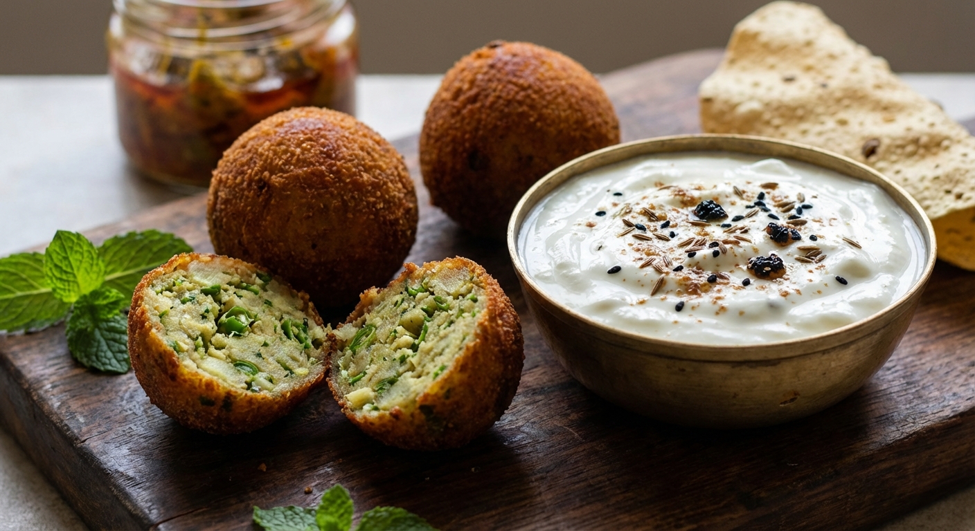 Hara Bara Kebabs with Burnt Lime Raita