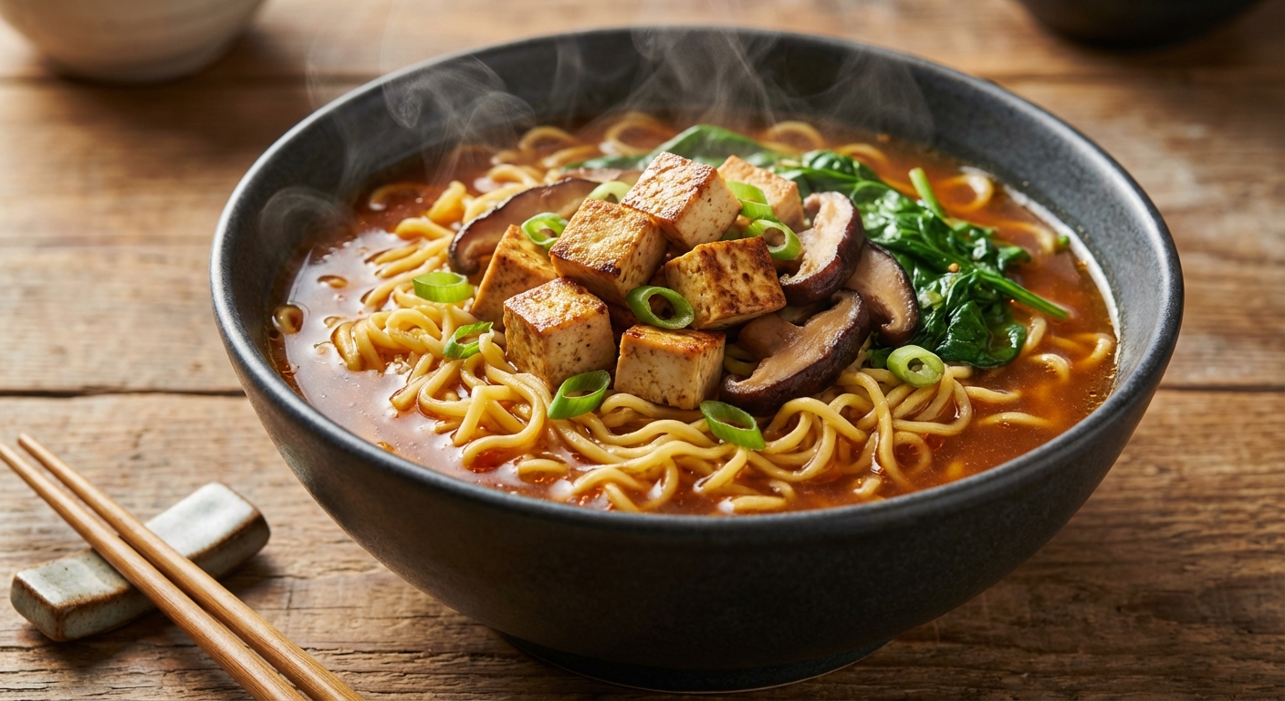 Hot and Sour Ramen with Tofu, Shiitakes, and Spinach
