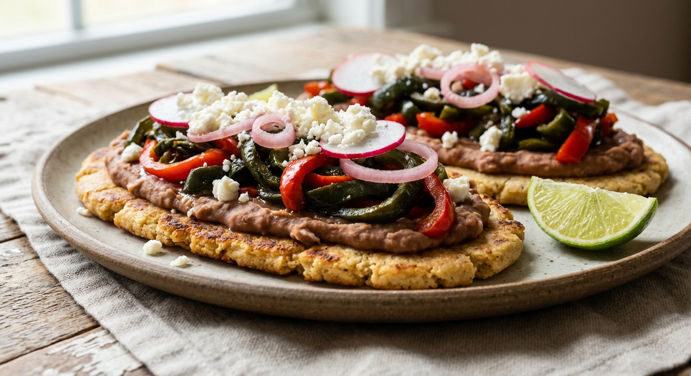 Huaraches with Peppers and Beans