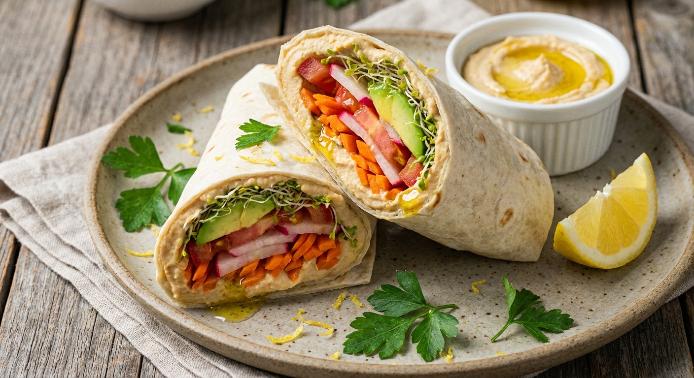 Hummus and Vegetable Lavash Wraps