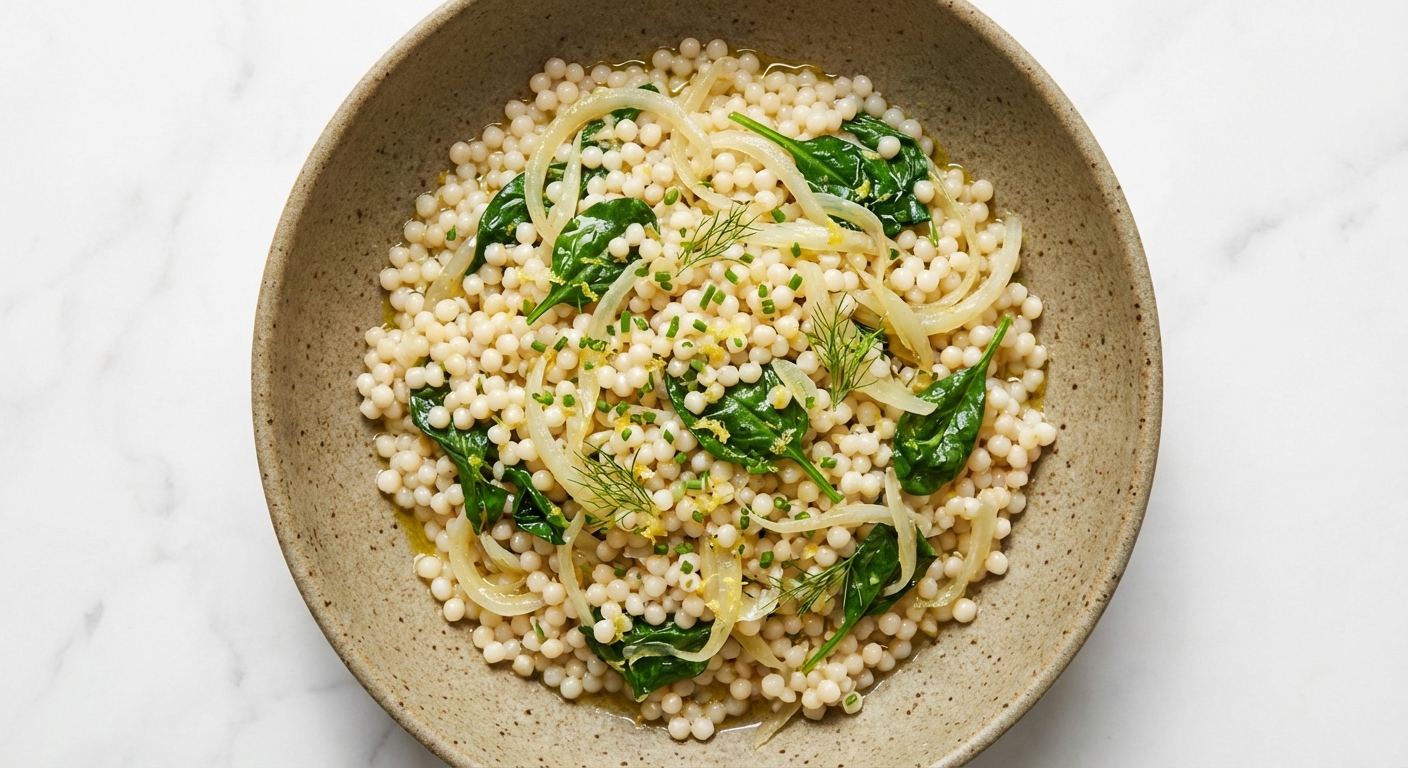 Israeli Couscous with Fennel and Spinach