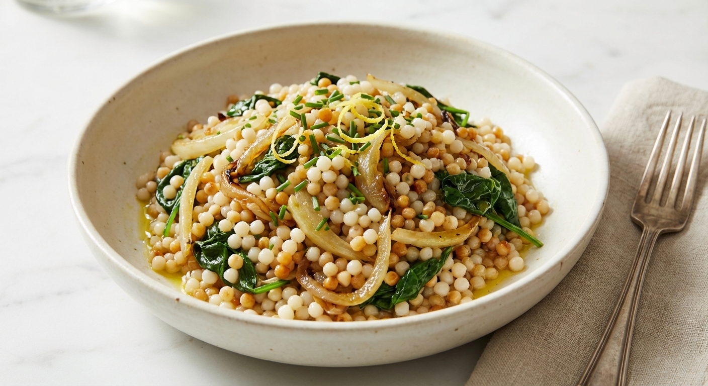 Israeli Couscous with Fennel, Spinach, and Lemon