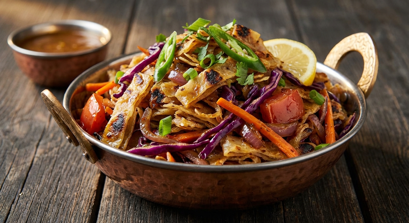 Shredded Roti with Red Cabbage + Carrot