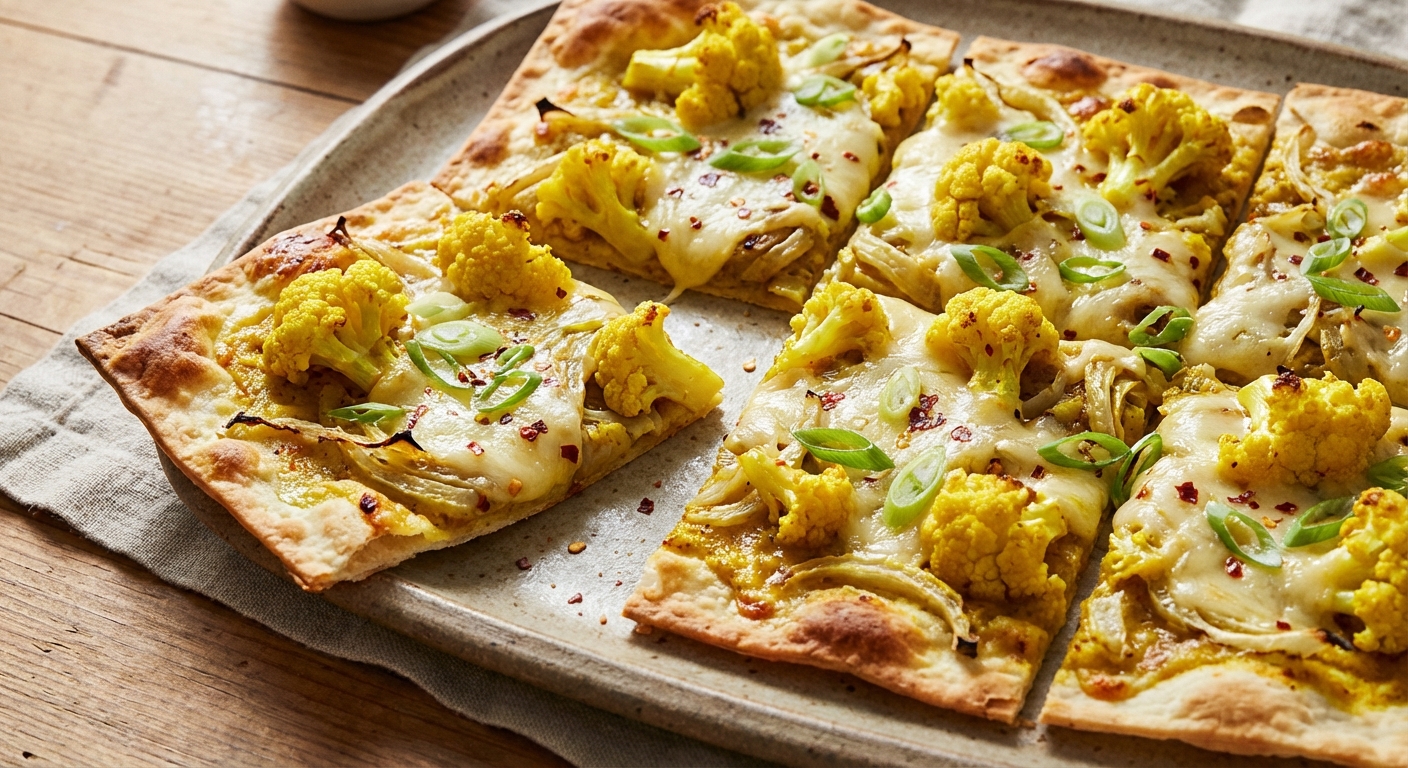 Lavash with Curried Cauliflower and Fennel