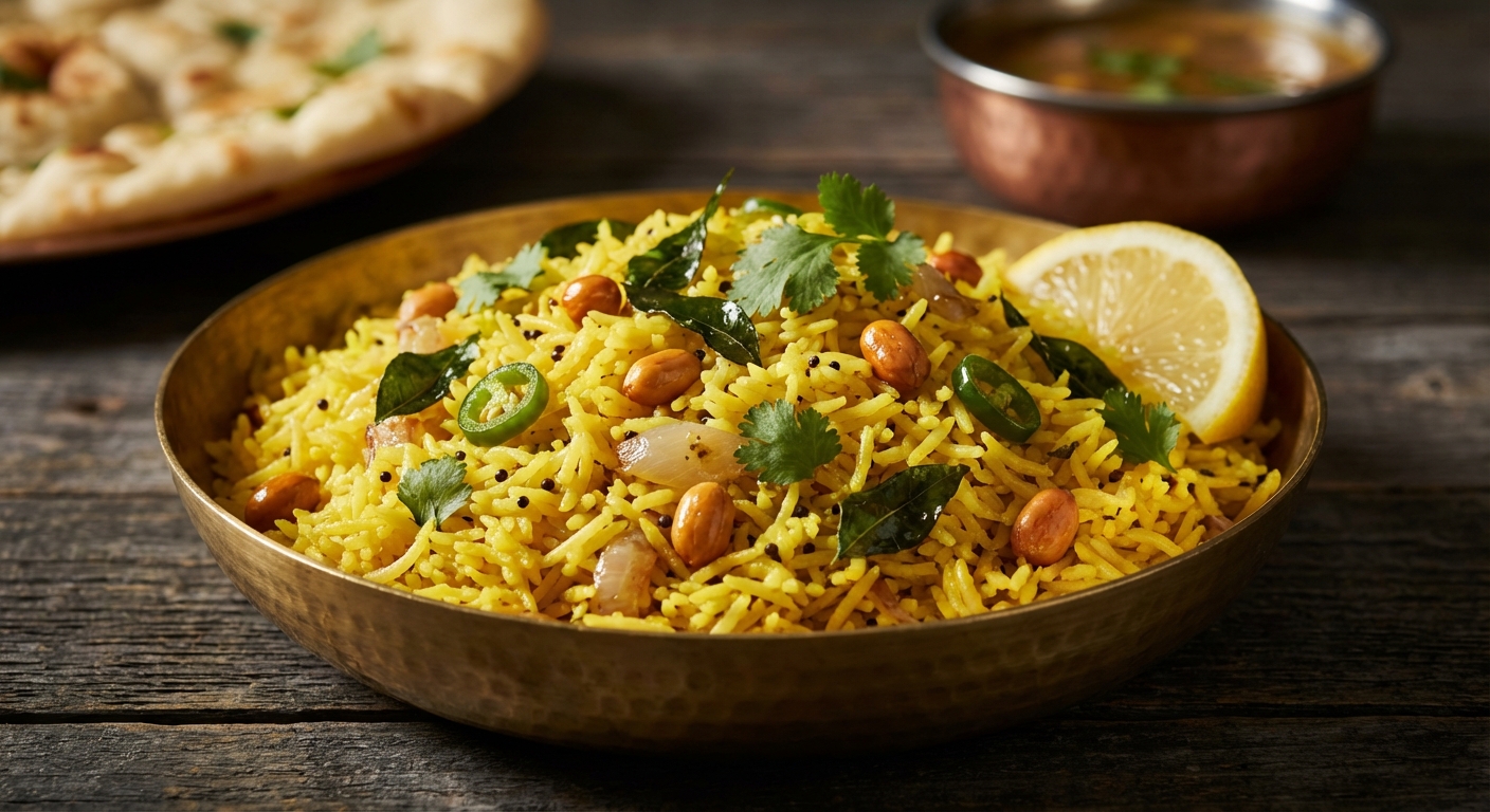 Lemon Rice with Peanuts + Curry Leaves