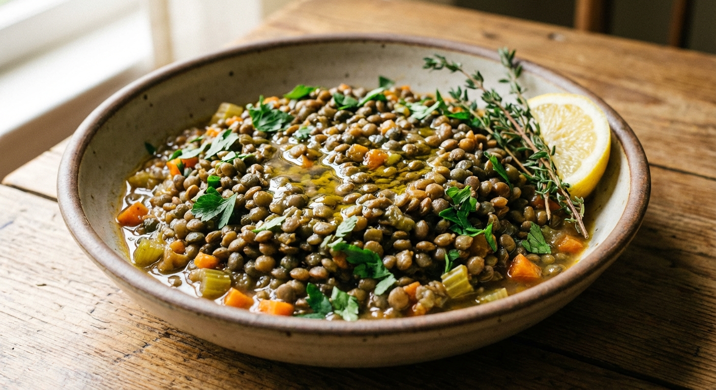 Lemony Braised Lentils with Thyme