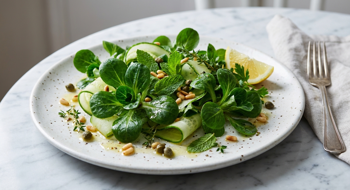Mâche and Mint Salad with Cucumber