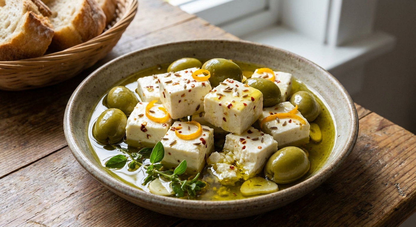 Marinated Feta and Green Olives