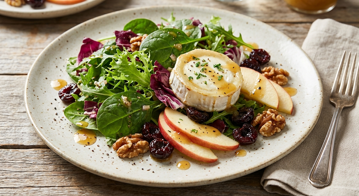 Mixed Greens with Warm Goat Cheese and Apples
