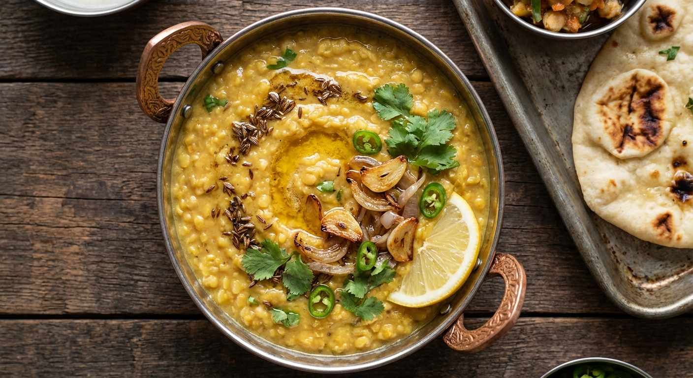 Moong Dal with a Garlic + Cumin Tarka