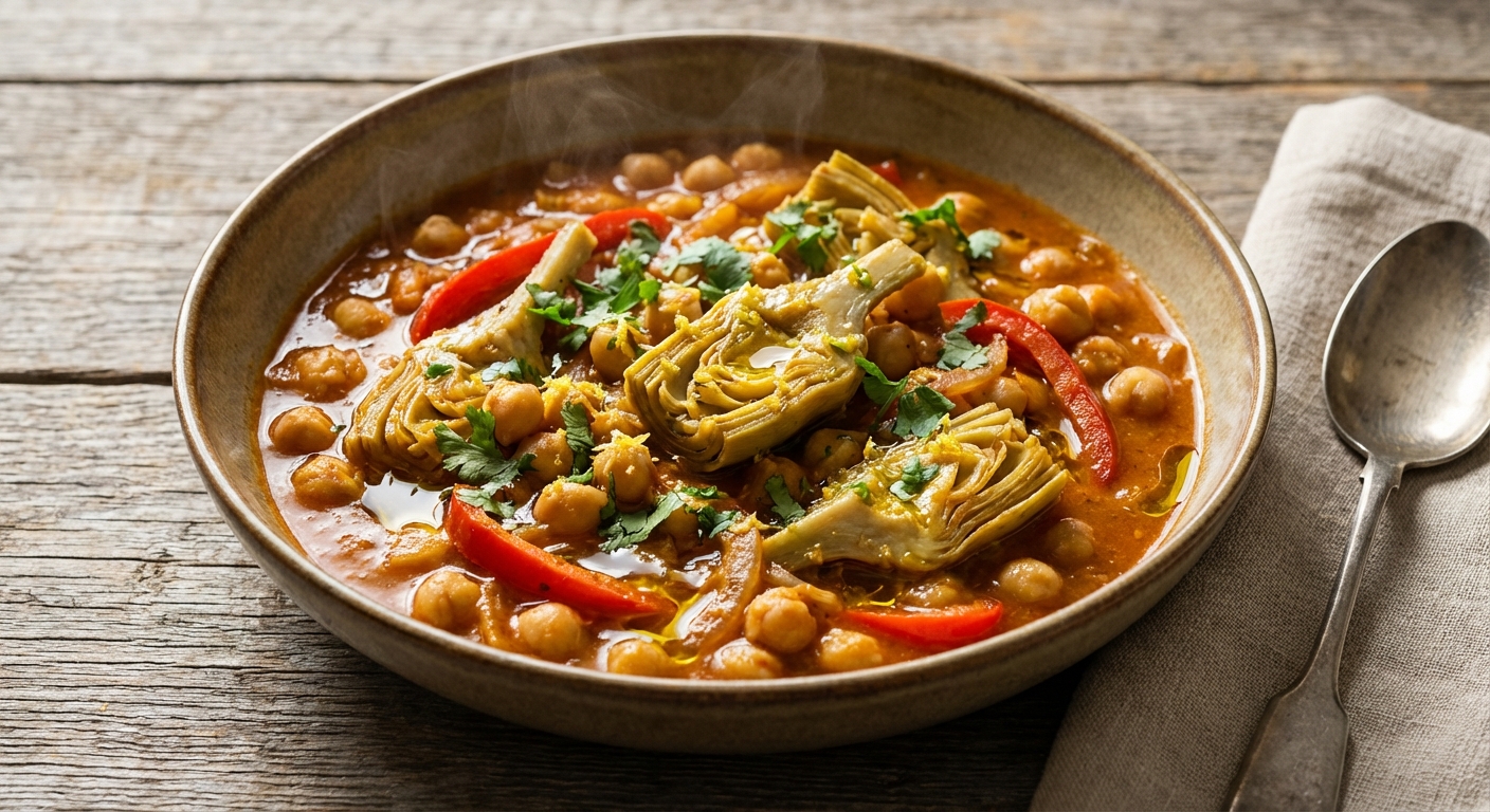 Moroccan Artichoke and Chickpea Stew