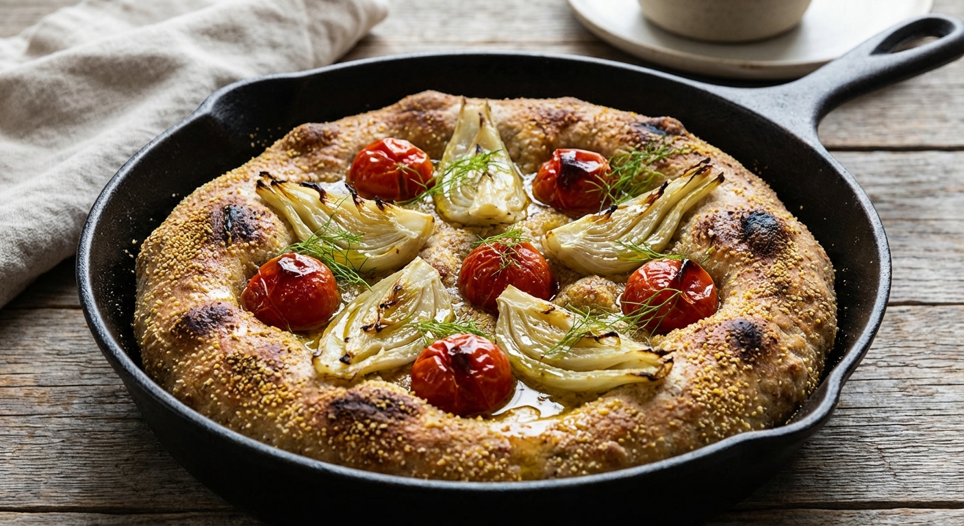 Multigrain Flatbread with Roasted Tomatoes and Fennel