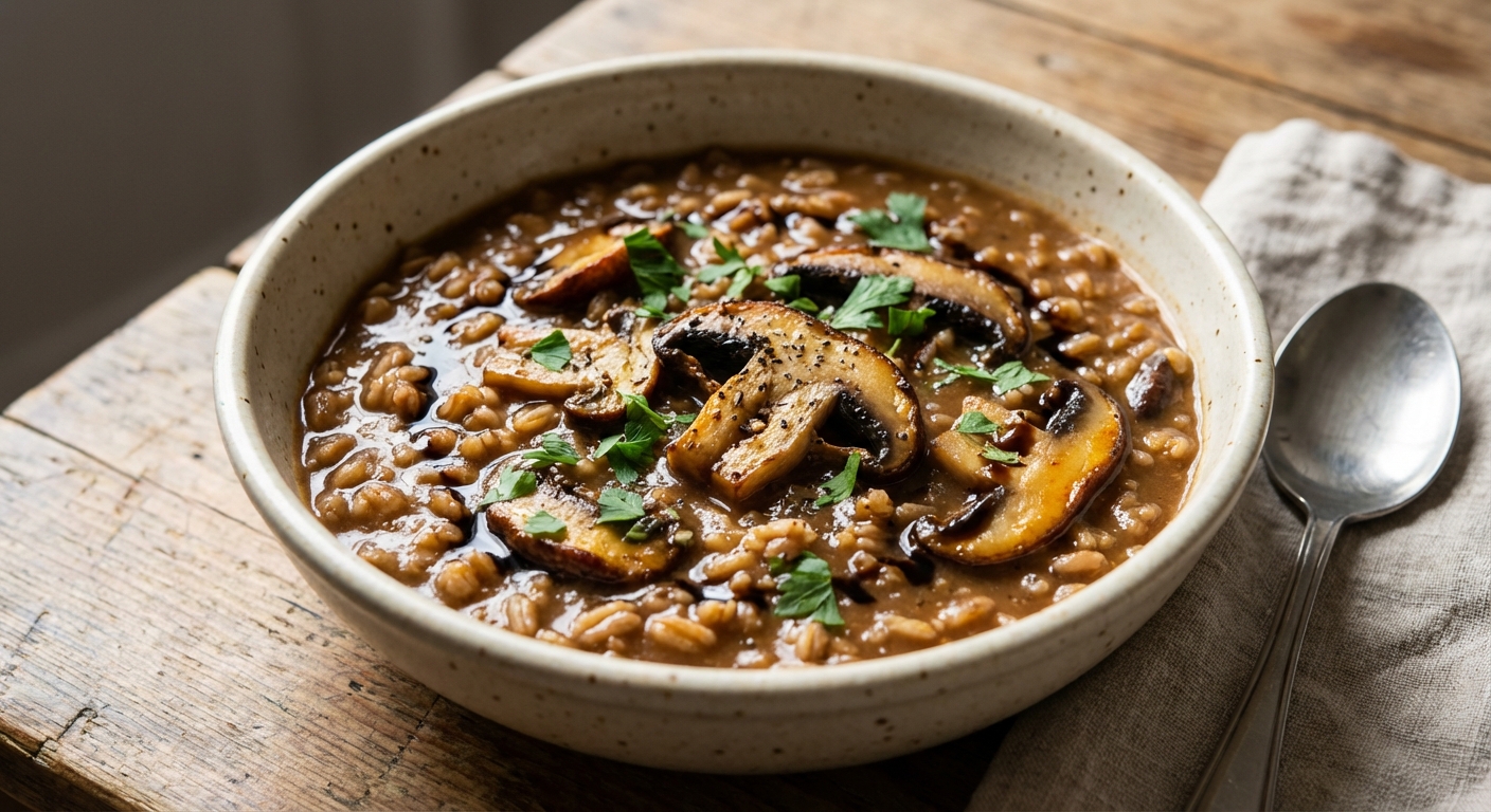 Mushroom and Farro Stew