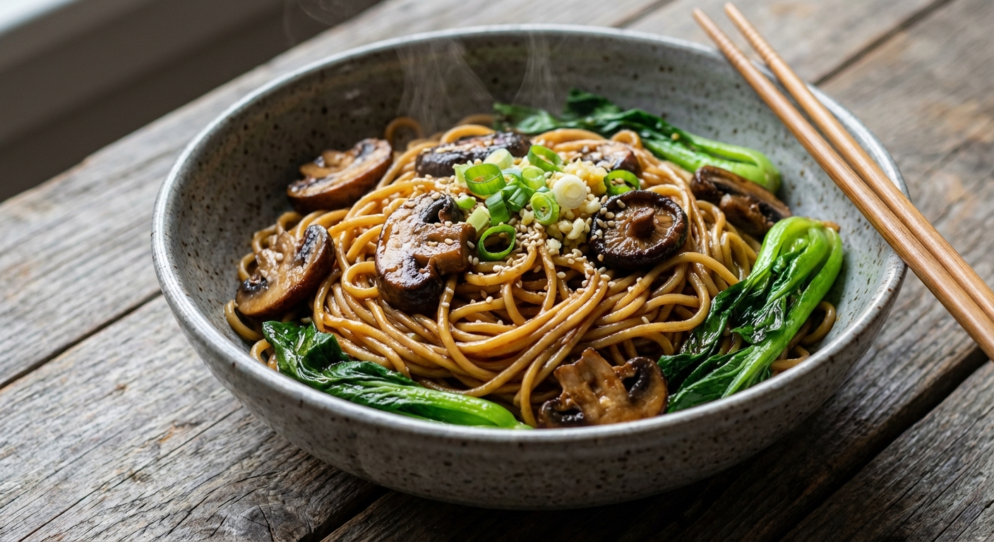 Mushroom and Greens Noodles