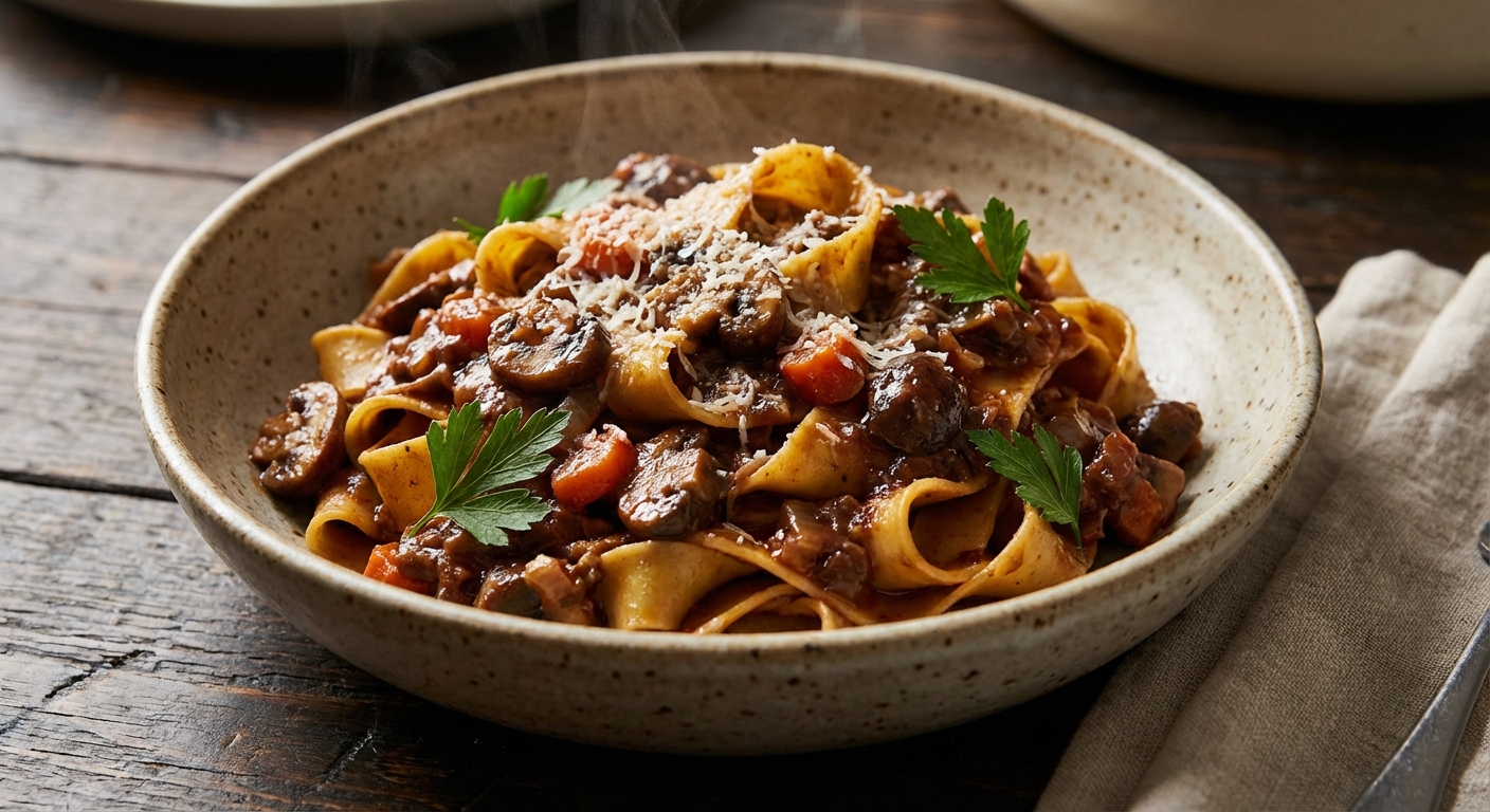 Pasta with Mushroom Bolognese