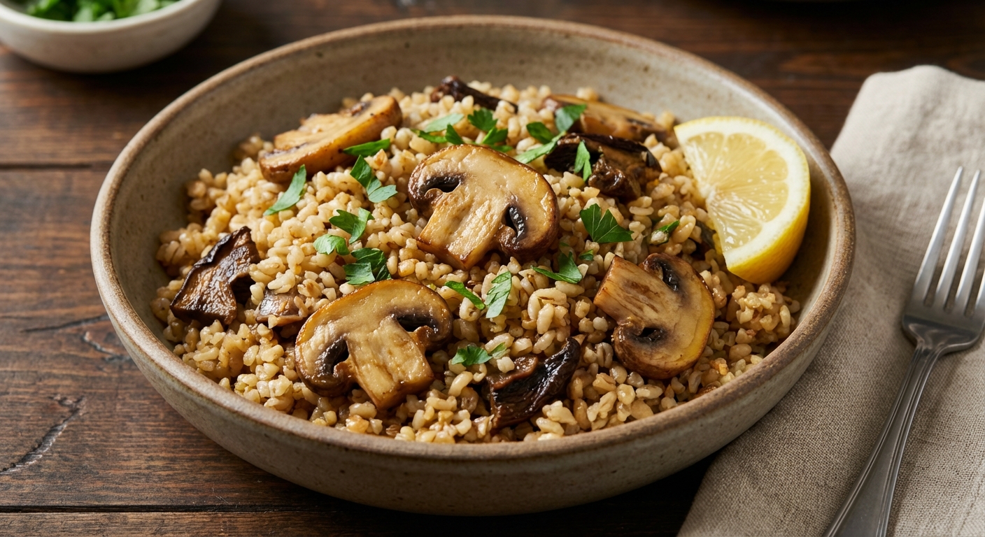 Mushroom Bulgur Pilaf