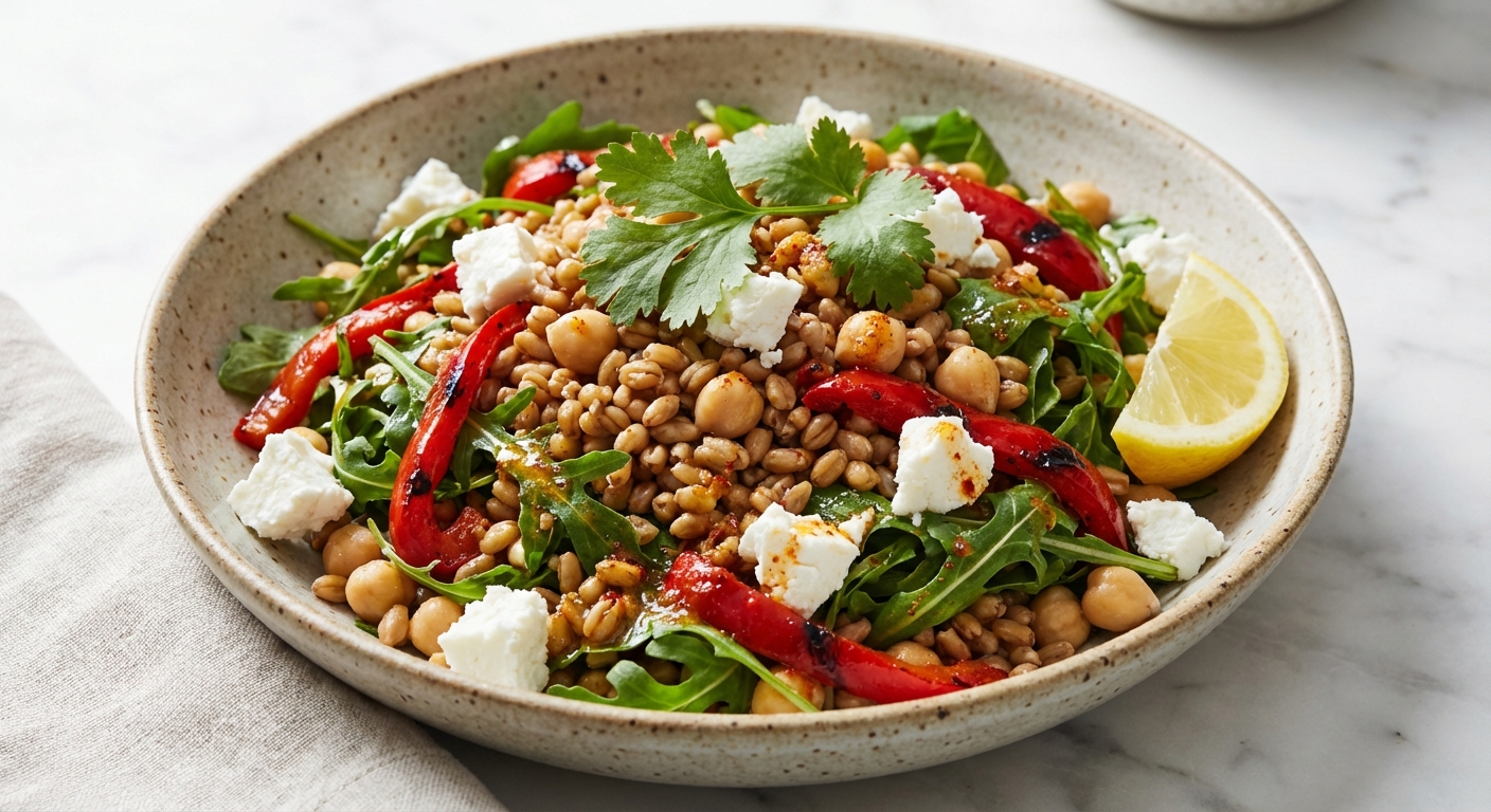 Oat Berry, Chickpea, and Arugula Salad