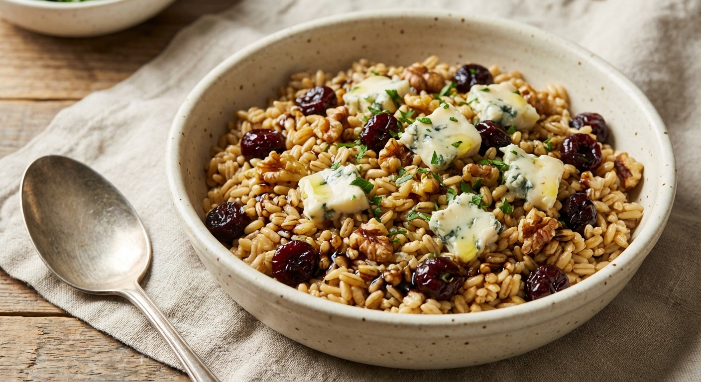 Oat Berry Pilaf with Walnuts and Gorgonzola