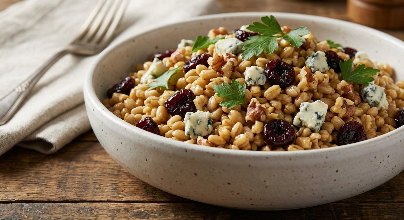 Oat Berry Salad with Walnuts and Gorgonzola