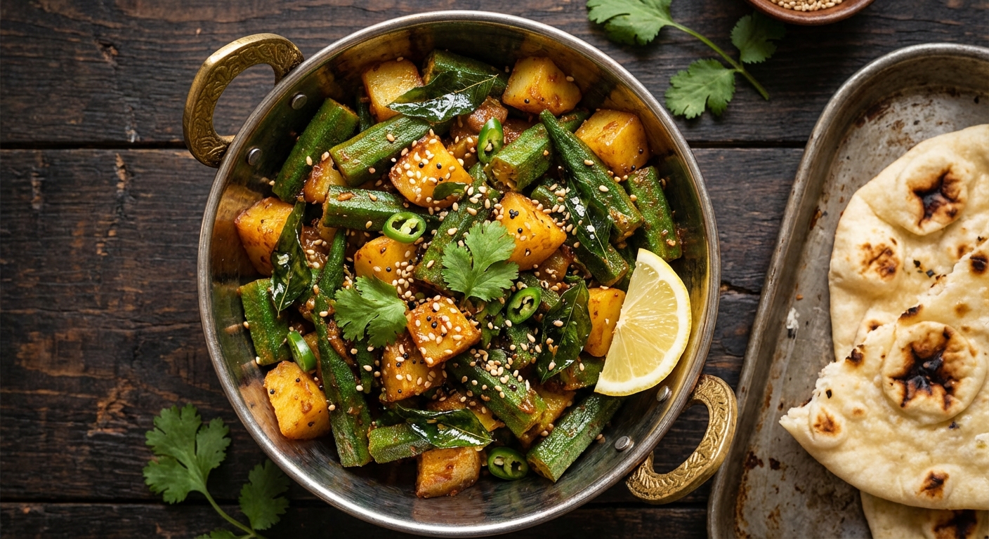 Okra and Potatoes with Toasted Sesame Seeds