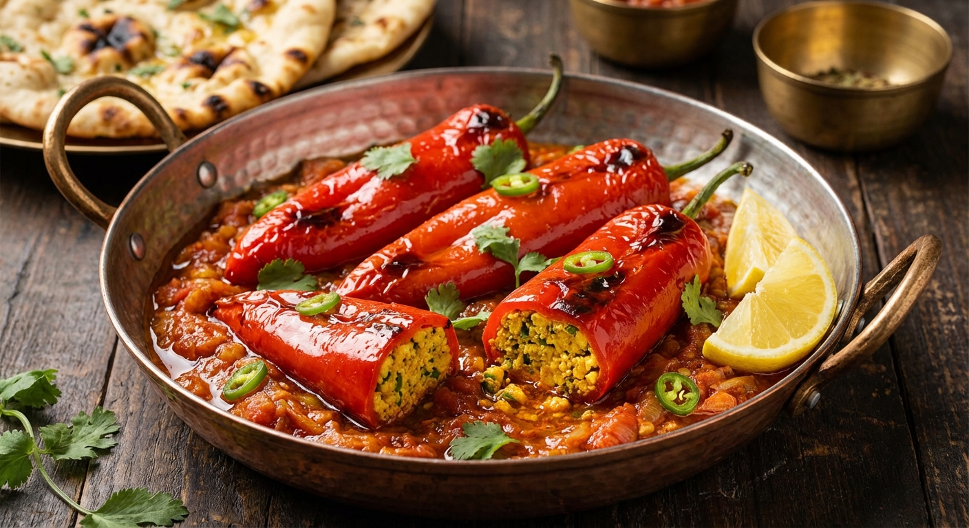 Paneer Stuffed Romano Peppers