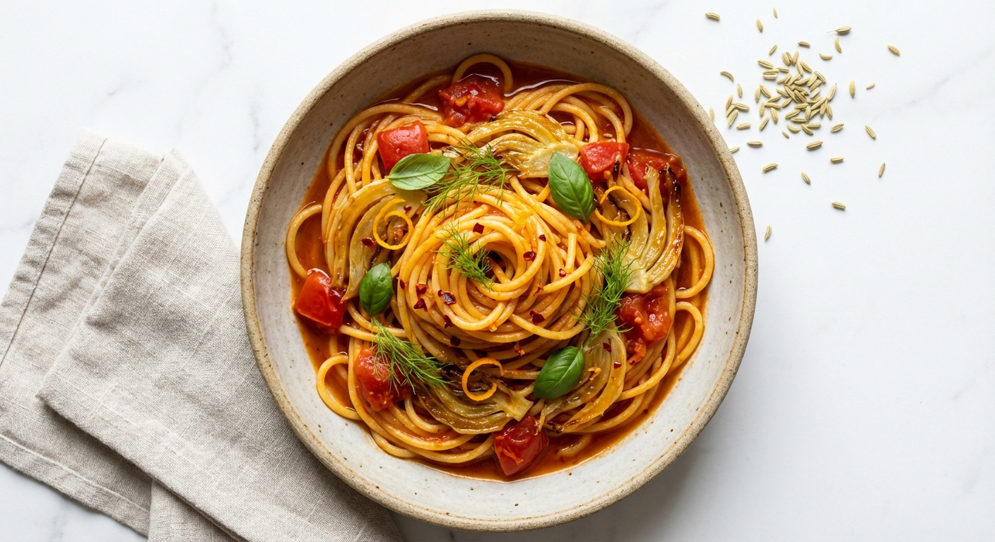 Pasta with Fennel, Tomato, and Orange