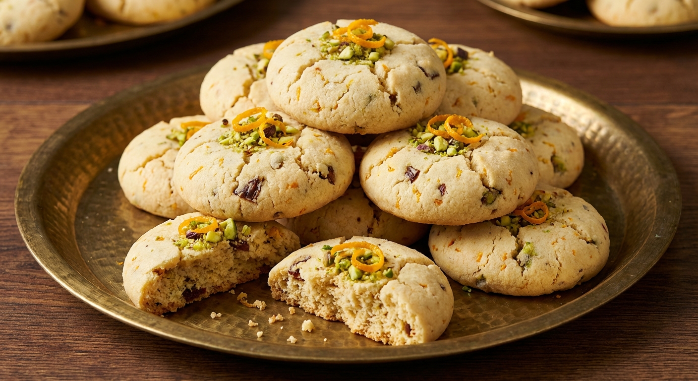 Pistachio, Orange Zest, + Date Nankatai