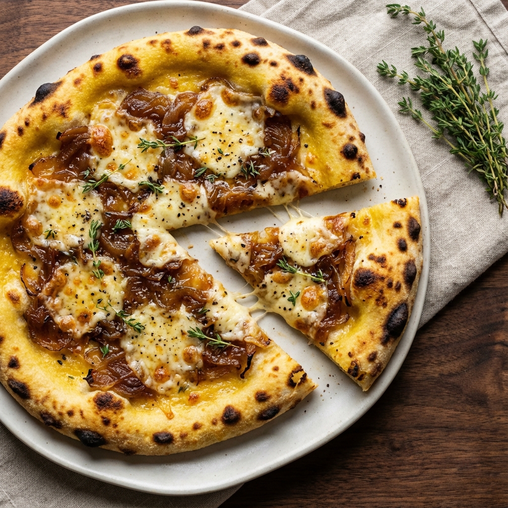 Pizza Bianca with Caramelized Onions and Gruyère