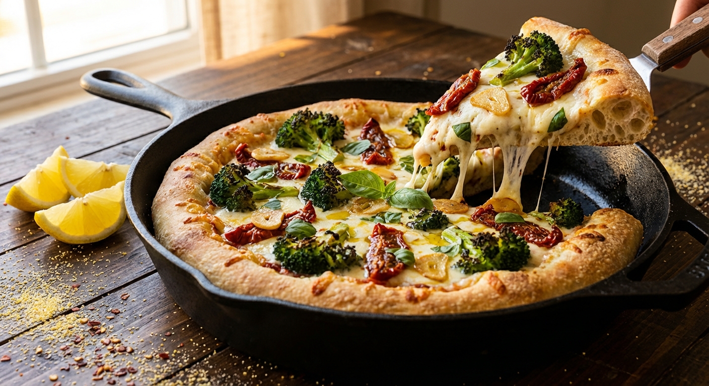 Pizza with Garlicky Broccoli and Sun-Dried Tomatoes