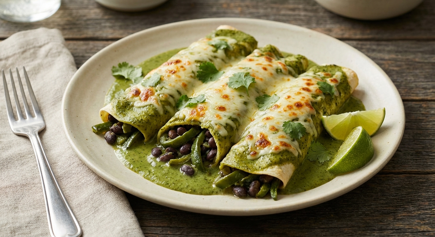 Poblano and Black Bean Enchiladas