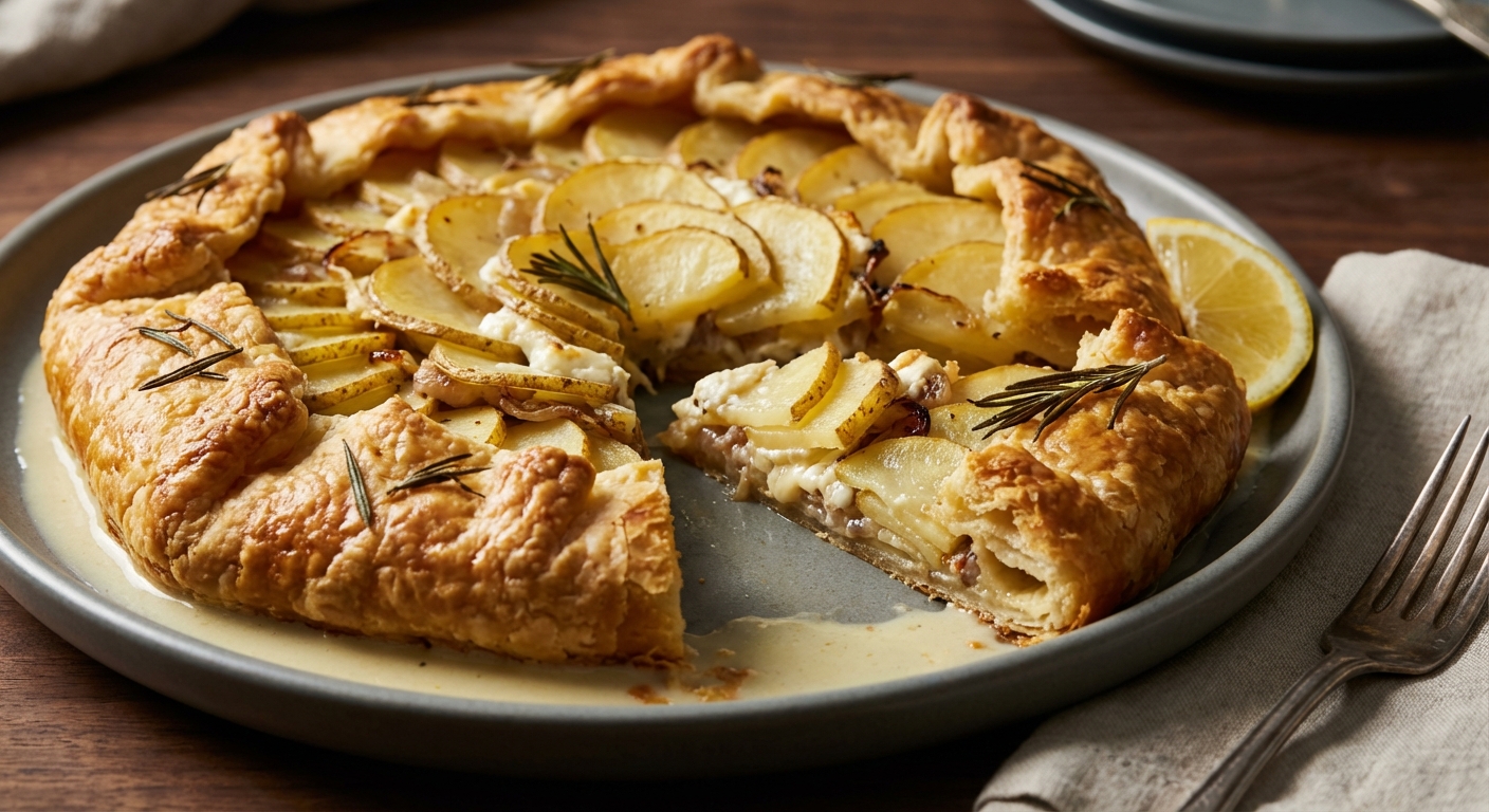 Potato and Shallot Galette with Goat Cheese