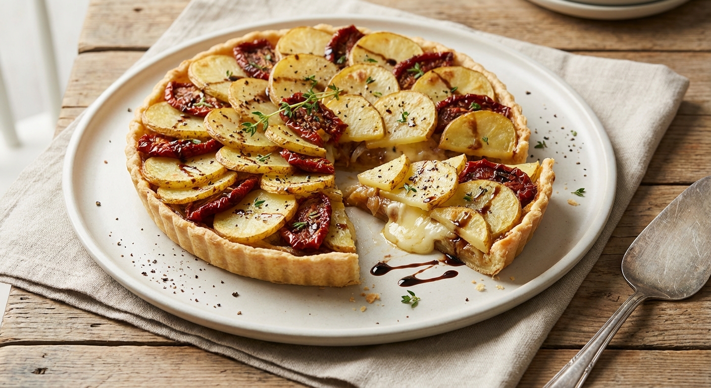 Potato and Sun-Dried Tomato Tart with Camembert