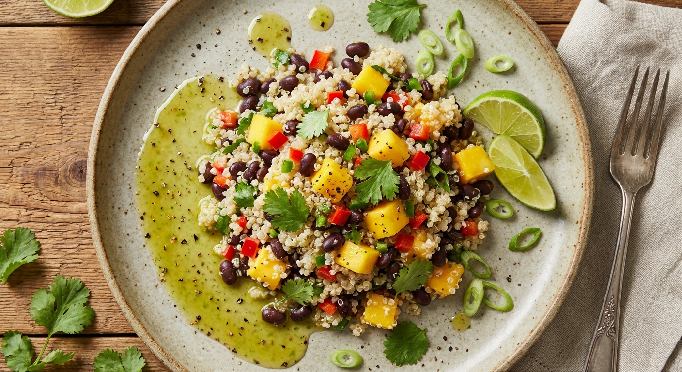 Quinoa, Black Bean, and Mango Salad with Lime Dressing