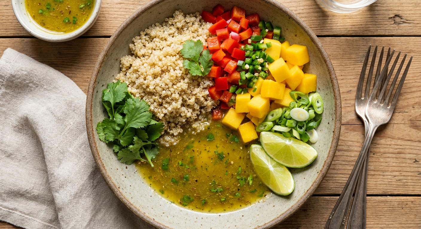 Quinoa Salad with Mango and Lime-Jalapeño Dressing