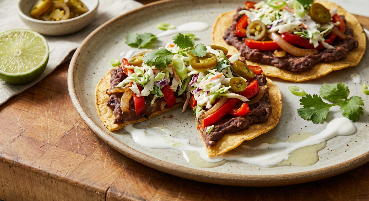 Refried Bean and Pepper Tostadas